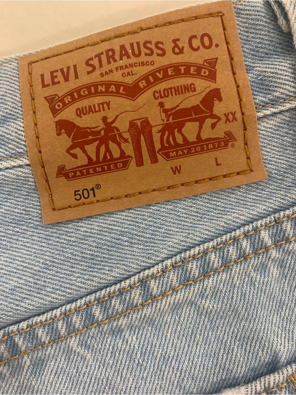 Levi's Light Blue Distressed Denim Cutoff Shorts - Picture 5 of 10